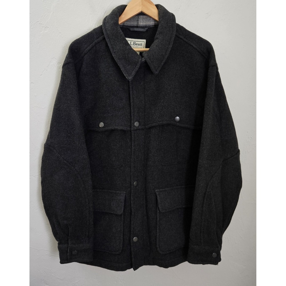 L.L. Bean Men's Size Large Charcoal Grey 3 in 1 Wool Blend Heavy Knit Field Coat